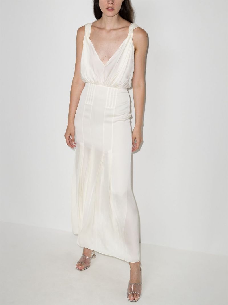 Pleated Silk Maxi Dress