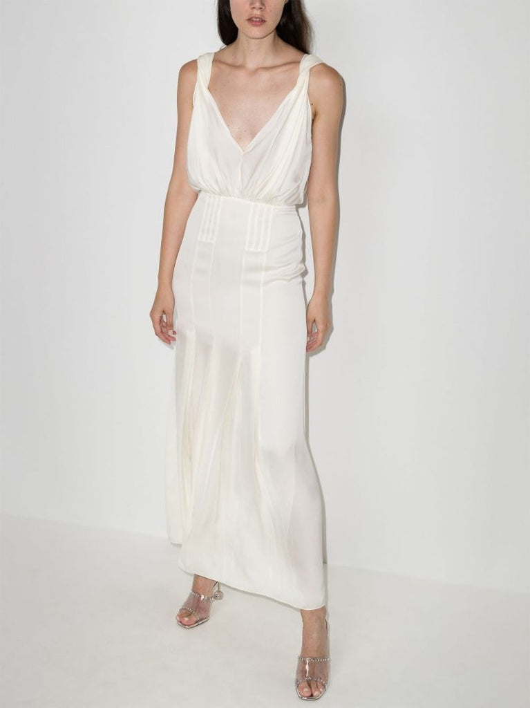 Pleated Silk Maxi Dress