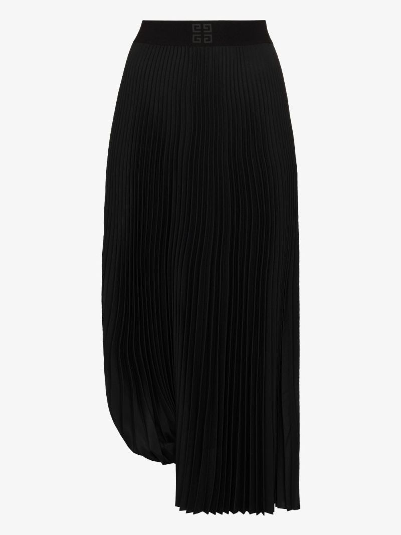 Asymmetric Pleated Midi Skirt