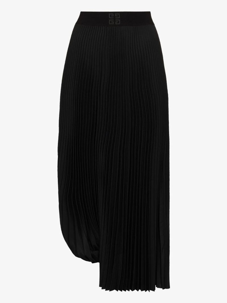 Asymmetric Pleated Midi Skirt