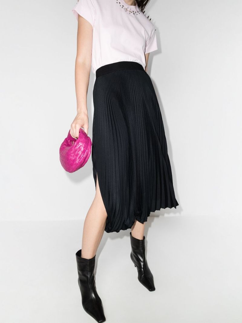 Asymmetric Pleated Midi Skirt
