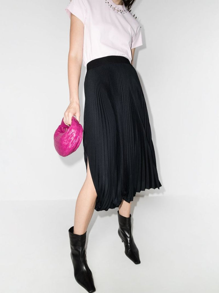 Asymmetric Pleated Midi Skirt