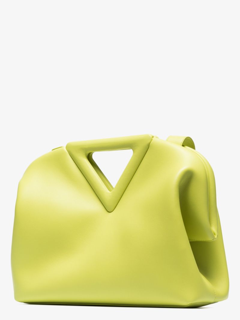Green Point Leather Top Handle Bag