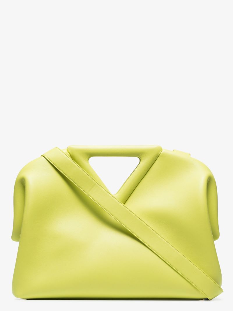 Green Point Leather Top Handle Bag