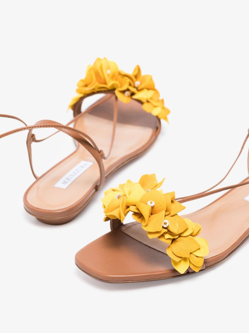 Brown Bougainvillea Leather Sandals