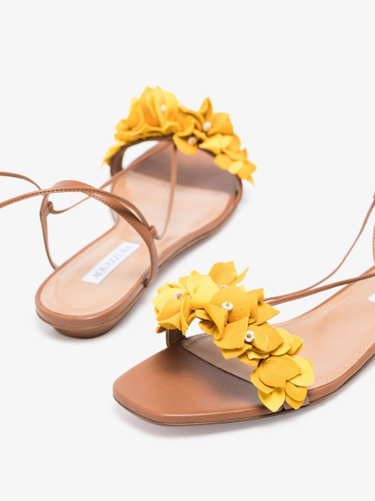 Brown Bougainvillea Leather Sandals