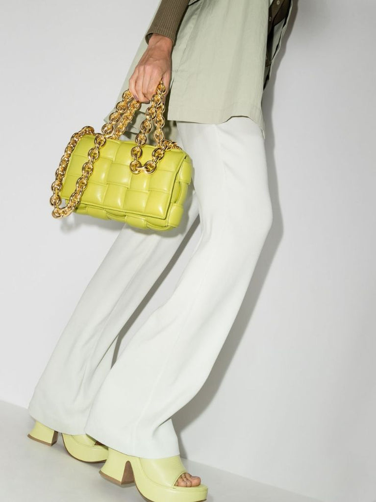 Green the Chain Cassette Leather Shoulder Bag