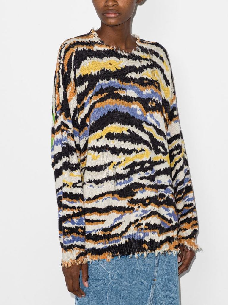 Zebra Stripe Cotton Sweater
