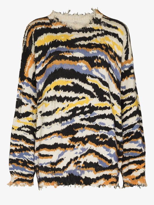 Zebra Stripe Cotton Sweater
