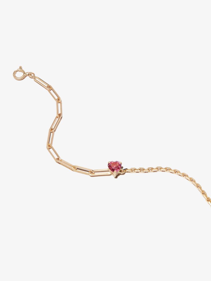 18k Yellow Gold Mixed Chain Rhodolite Bracelet