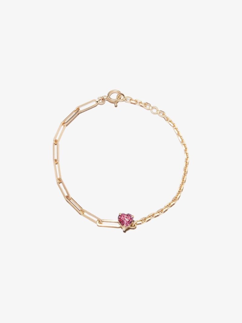 18k Yellow Gold Mixed Chain Rhodolite Bracelet