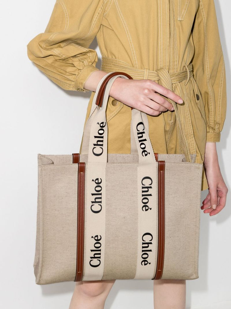 Neutral Woody Large Canvas Tote Bag