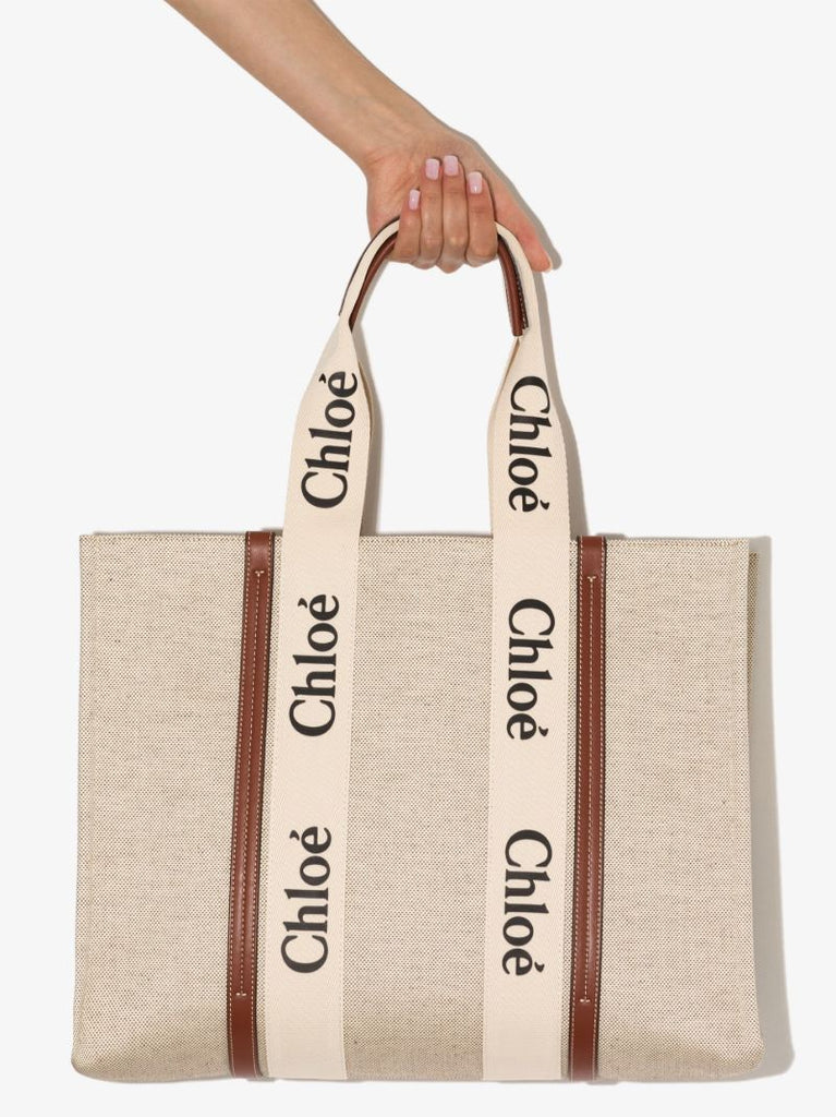 Neutral Woody Large Canvas Tote Bag