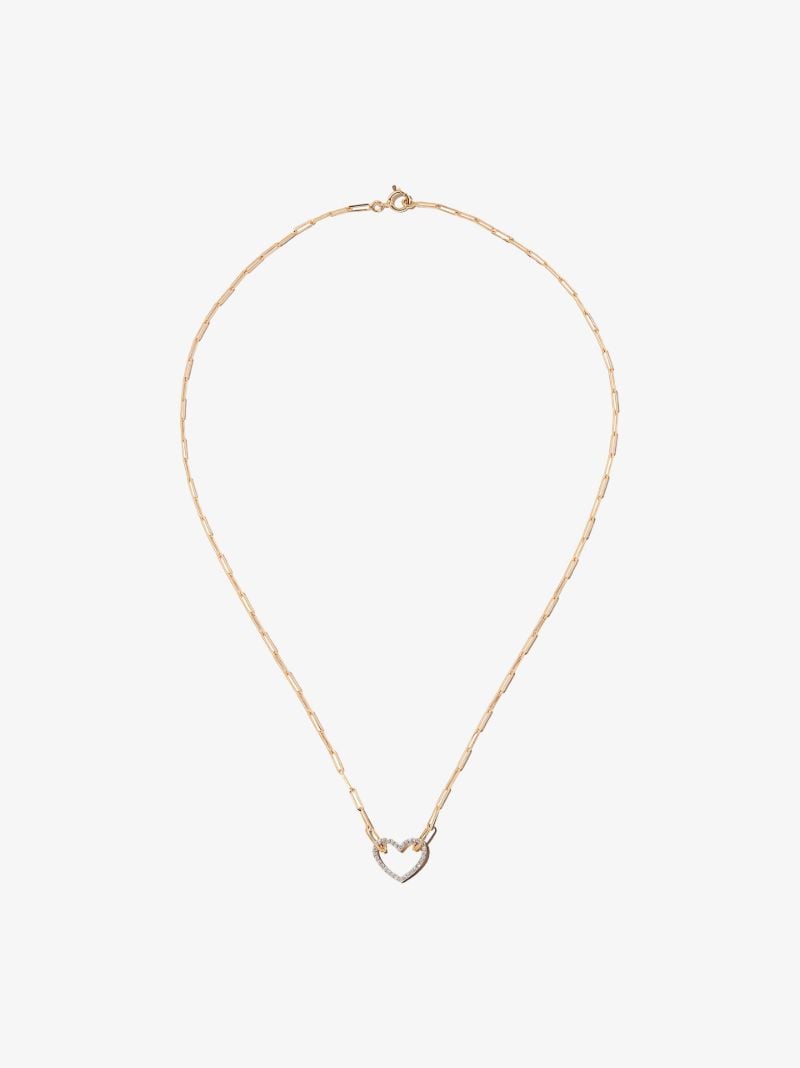 18k Yellow Gold Diamond Heart Chain Necklace