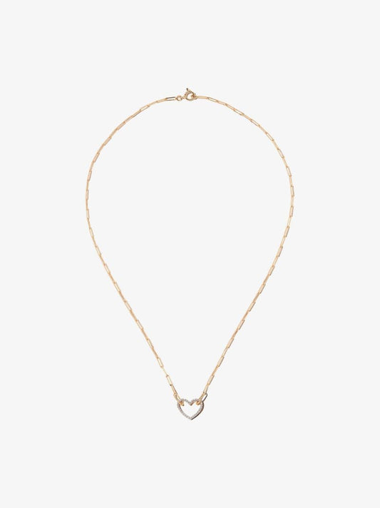 18k Yellow Gold Diamond Heart Chain Necklace