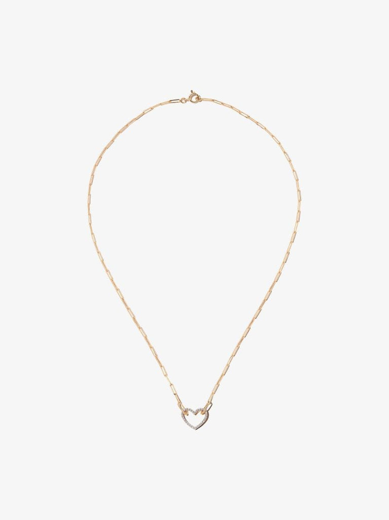 18k Yellow Gold Diamond Heart Chain Necklace