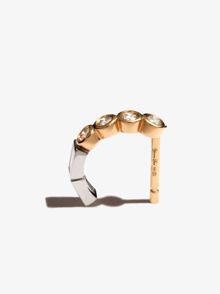 18k Yellow and White Gold Diamond Hoop Earring