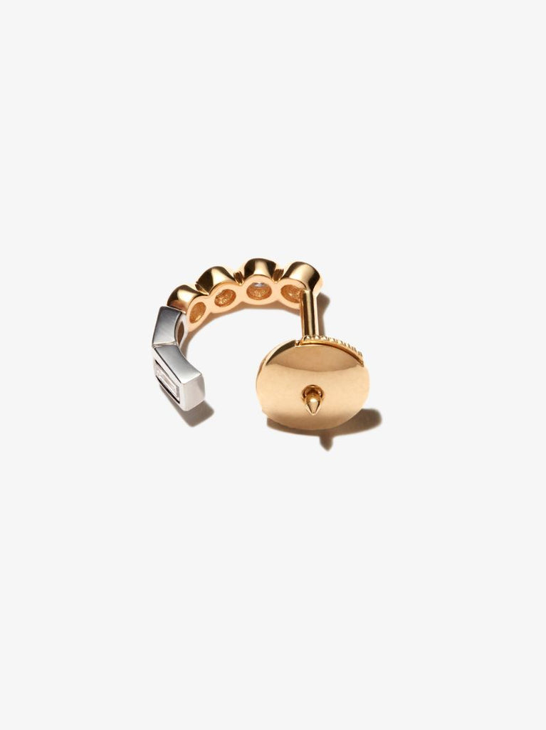 18k Yellow and White Gold Diamond Hoop Earring