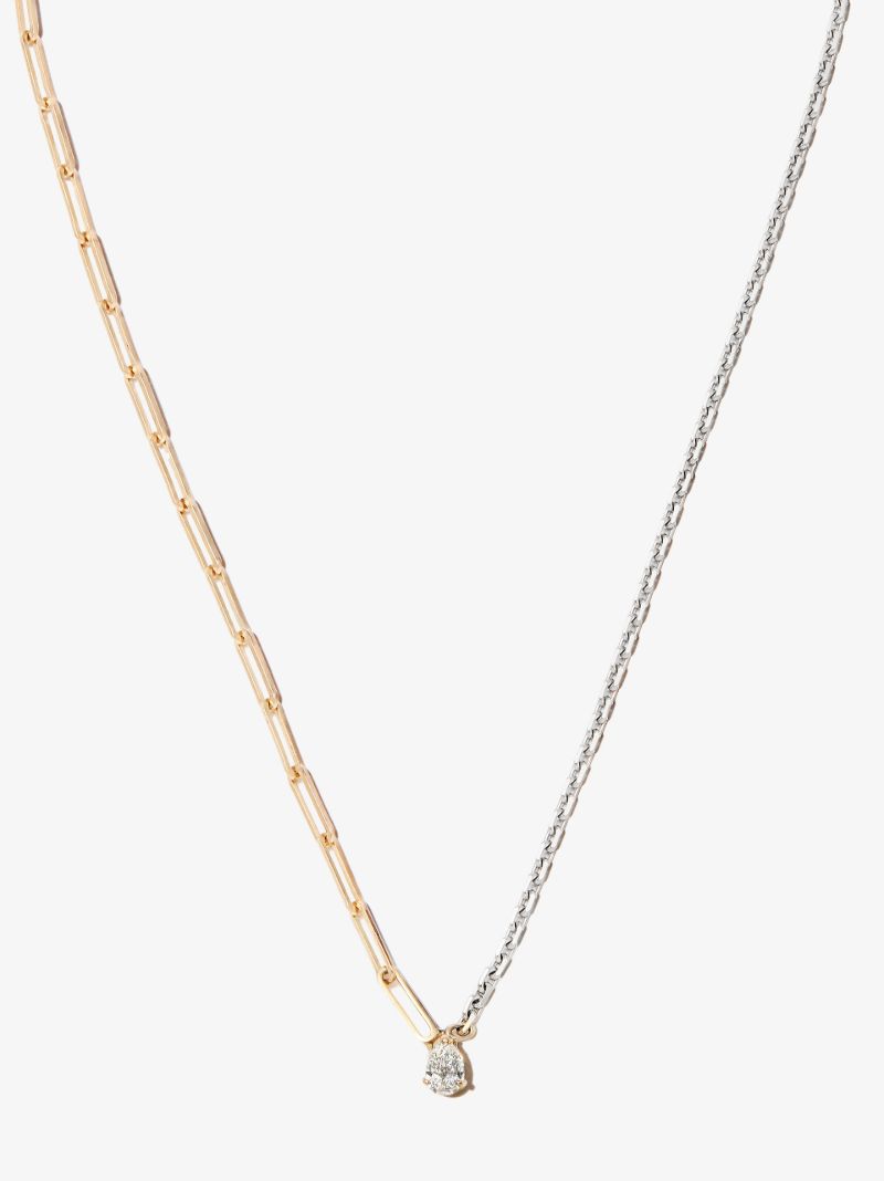 18k White and Yellow Gold Mixed Chain Diamond Necklace