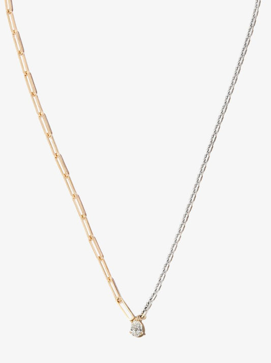 18k White and Yellow Gold Mixed Chain Diamond Necklace