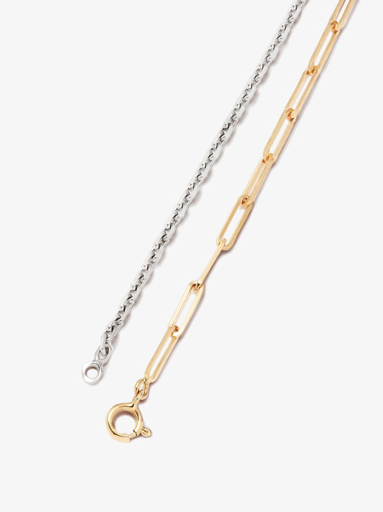 18k White and Yellow Gold Mixed Chain Diamond Necklace