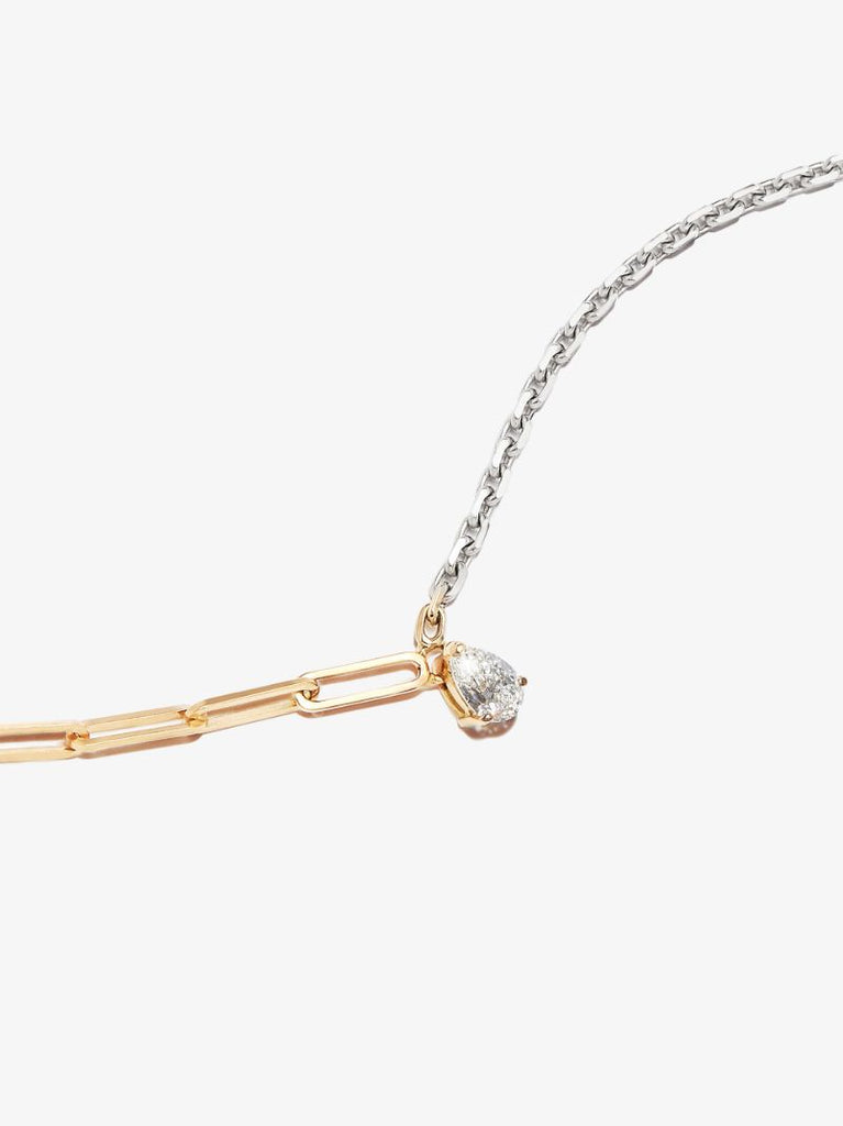 18k White and Yellow Gold Mixed Chain Diamond Necklace