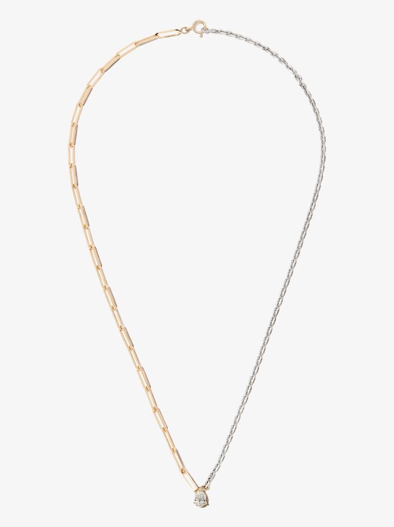 18k White and Yellow Gold Mixed Chain Diamond Necklace