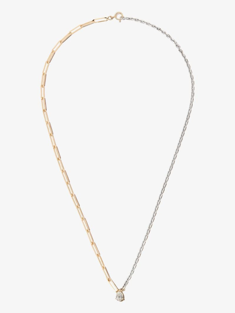 18k White and Yellow Gold Mixed Chain Diamond Necklace