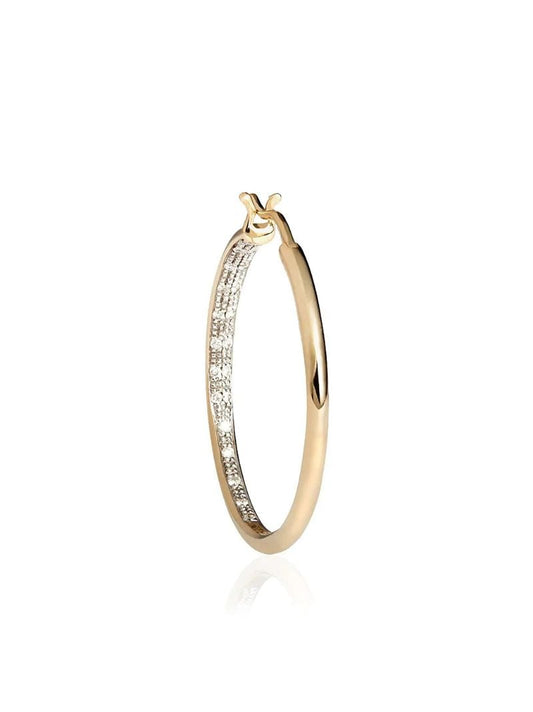 9k Yellow Gold Diamond Hoop Earrings