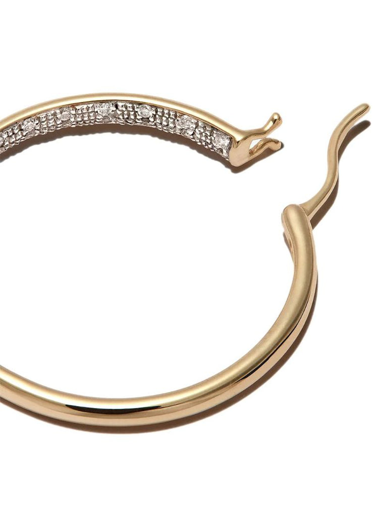 9k Yellow Gold Diamond Hoop Earrings