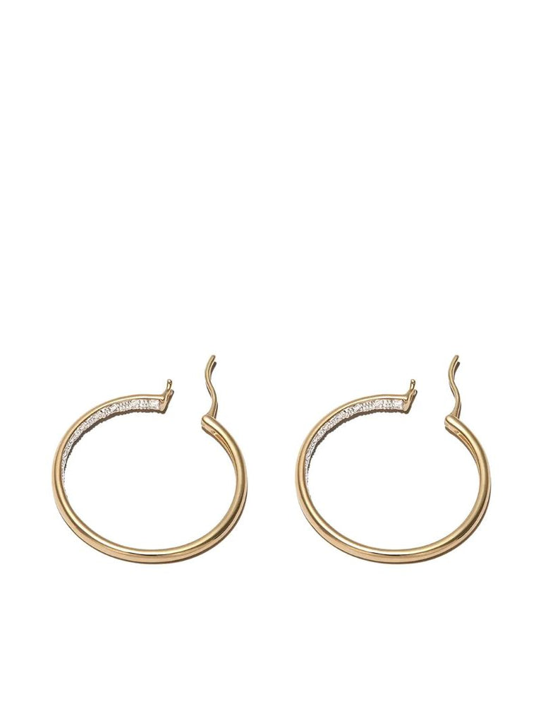 9k Yellow Gold Diamond Hoop Earrings