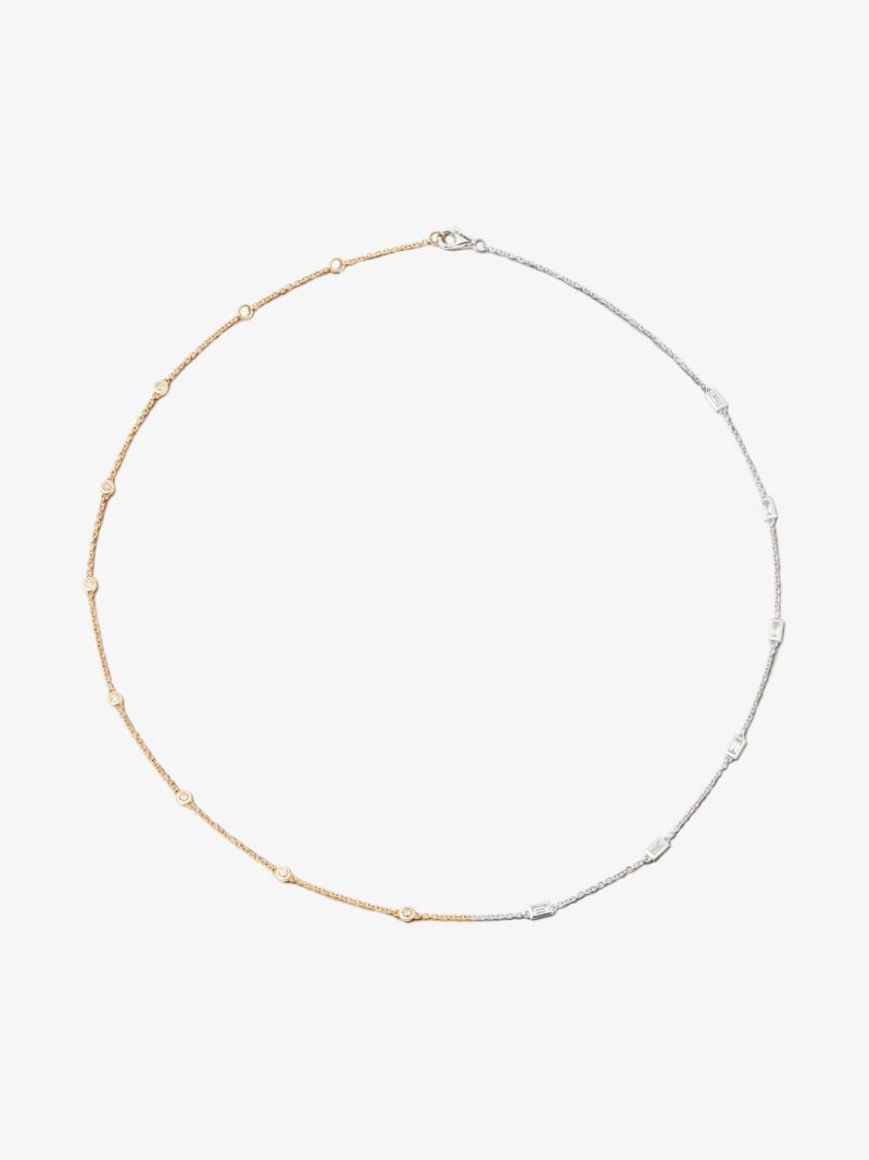 18k Yellow and White Gold Diamond Necklace