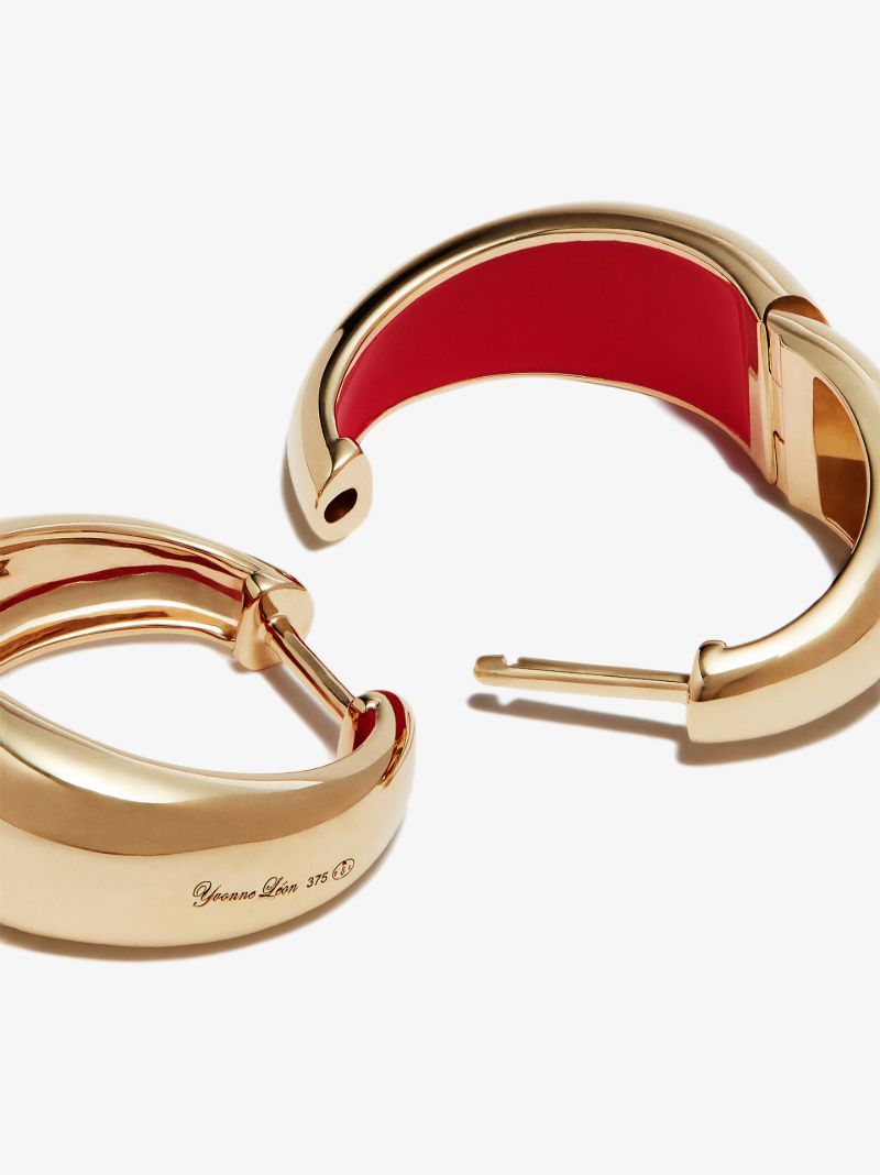 9k Yellow Gold Diamond Hoop Earrings