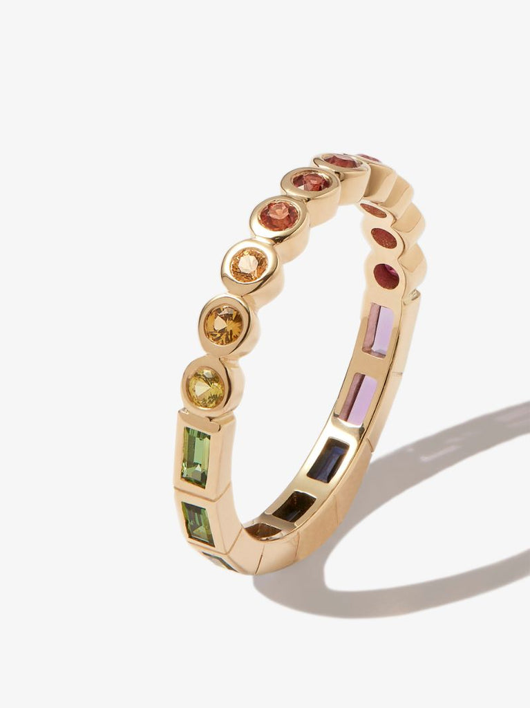9k Yellow Gold Rainbow Gemstone Ring