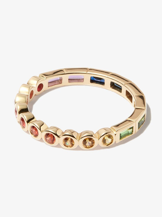 9k Yellow Gold Rainbow Gemstone Ring