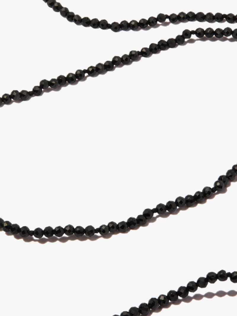 14k Yellow Gold Itty Bitty Strand 18 Inch Black Spinel Necklace