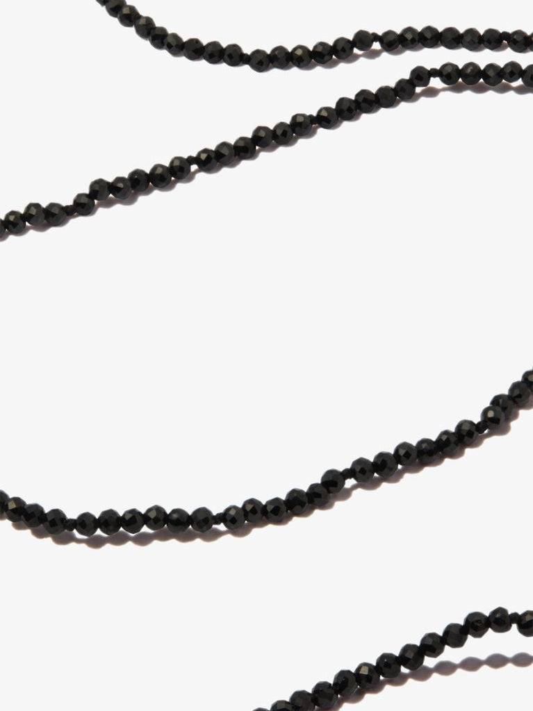 14k Yellow Gold Itty Bitty Strand 18 Inch Black Spinel Necklace