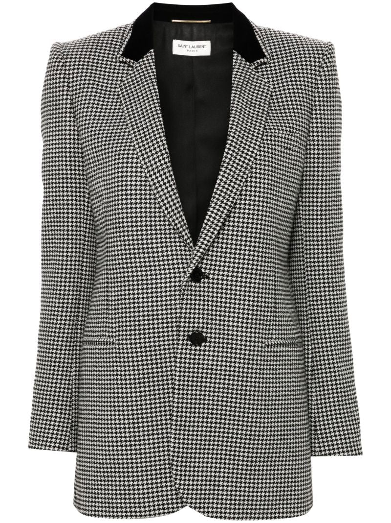 Black Houndstooth Single-breasted Blazer