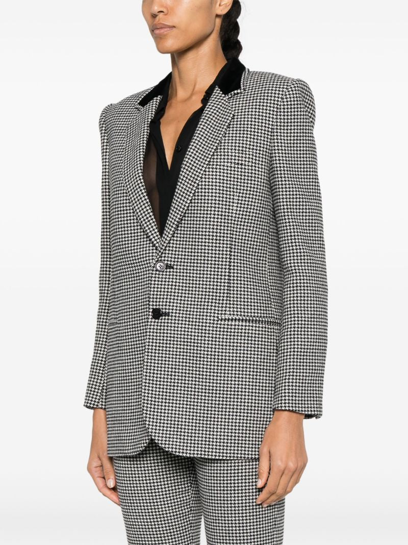 Black Houndstooth Single-breasted Blazer