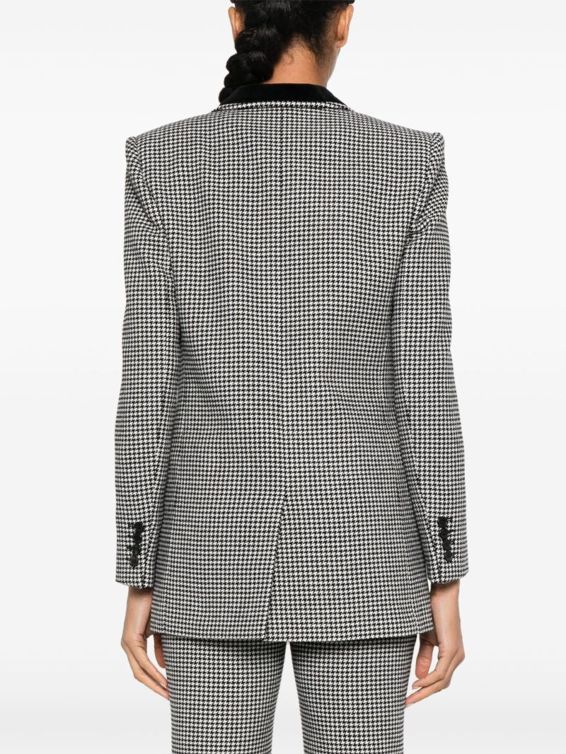 Black Houndstooth Single-breasted Blazer