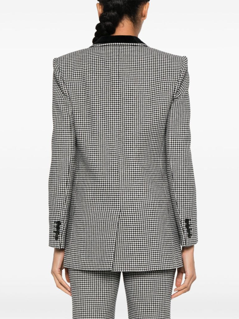 Black Houndstooth Single-breasted Blazer
