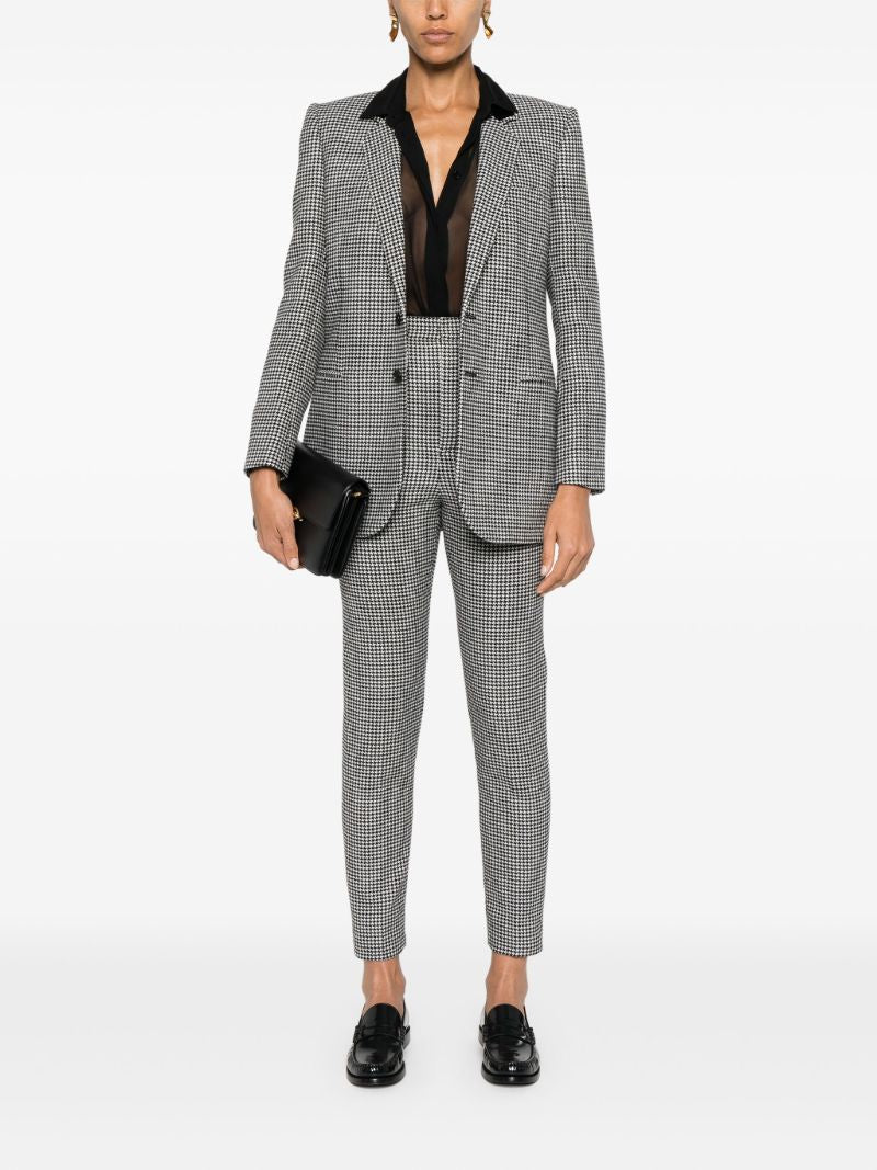 Black Houndstooth Single-breasted Blazer
