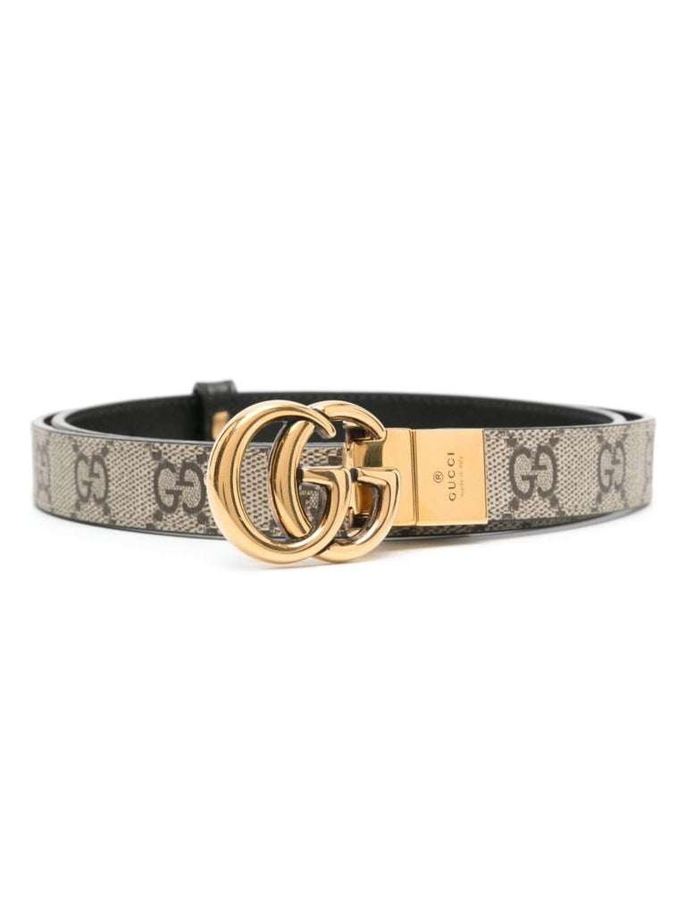 Neutral Gg Marmont Reversible Leather Belt