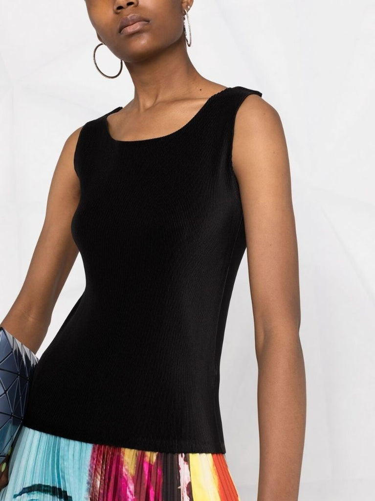 Black PlissÃ_x0083_Â© Tank Top