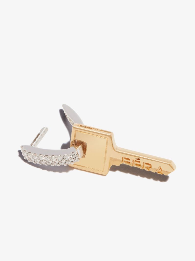 18k White and Yellow Gold Key Small Diamond Earring