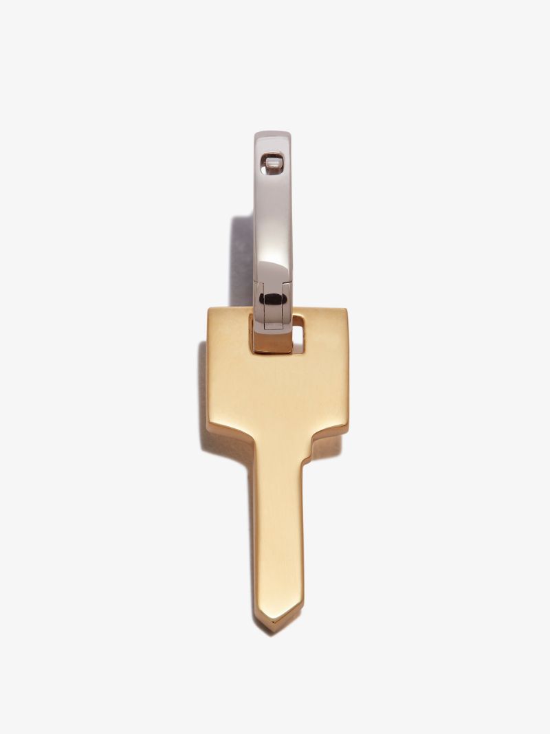 18k White and Yellow Gold Key Small Diamond Earring