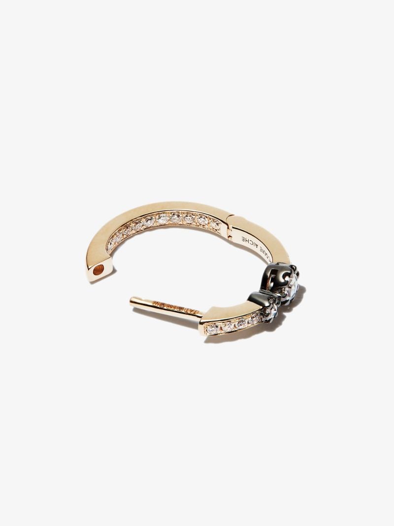 14k Yellow Gold Diamond Huggie Earring