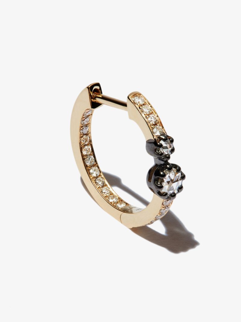 14k Yellow Gold Diamond Huggie Earring
