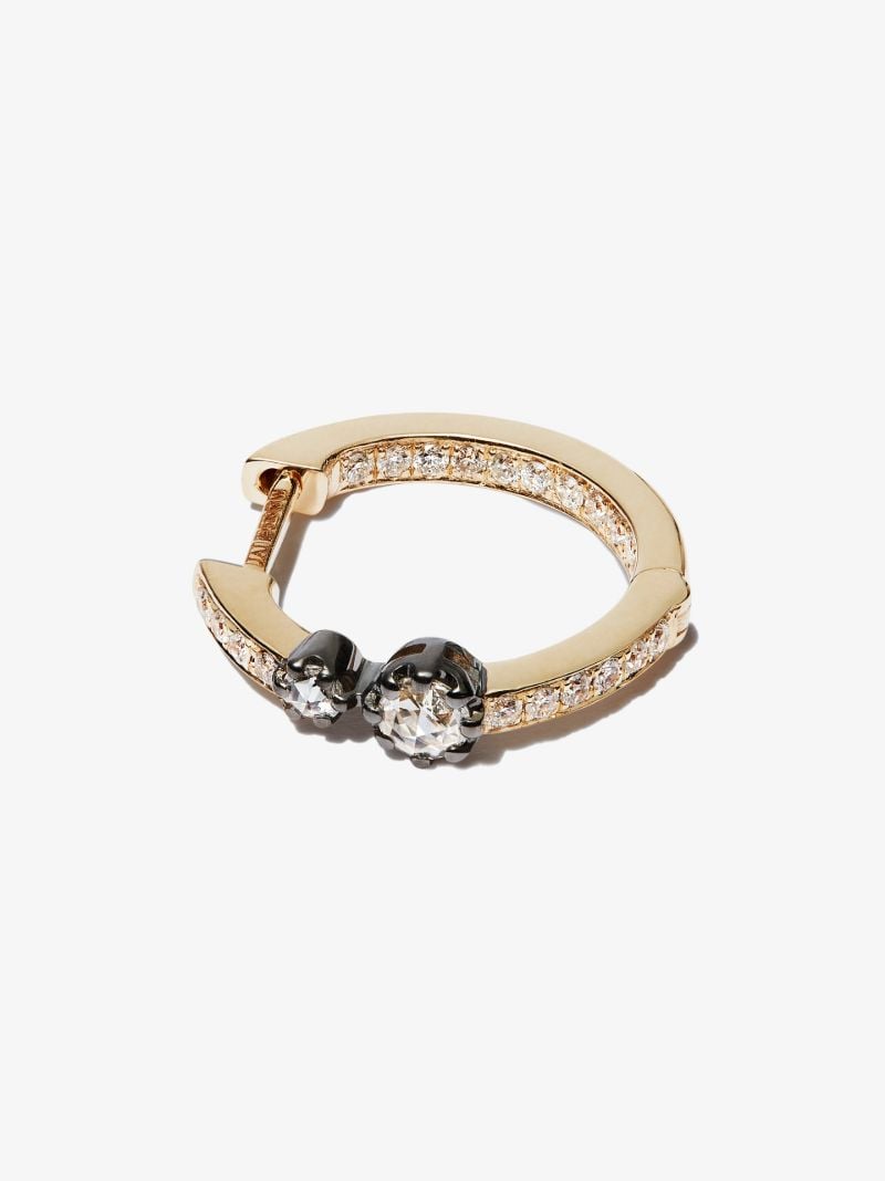 14k Yellow Gold Diamond Huggie Earring