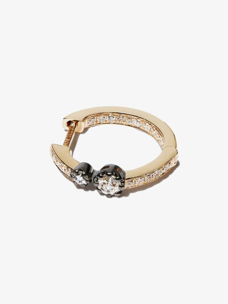 14k Yellow Gold Diamond Huggie Earring
